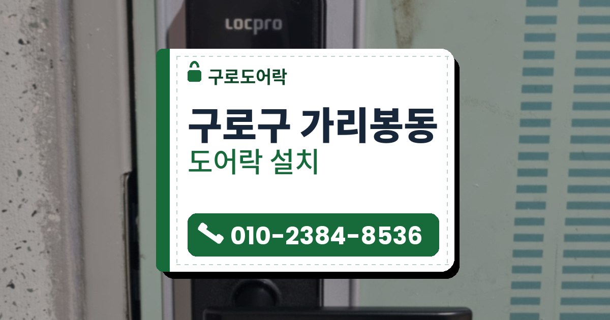 구로구 가리봉동 출장 — 정면에서 찍은 연두색 문의 은회색 덮개판과 검은 번호키 레버형 도어락